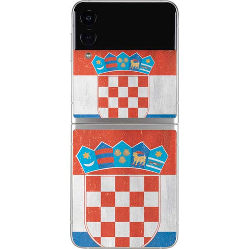 Croatia Flag Distressed Galaxy Z Flip4 5G Skin